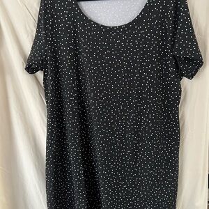 Isaac Mizrahi Black and White Dotted Short Sleeve Dress